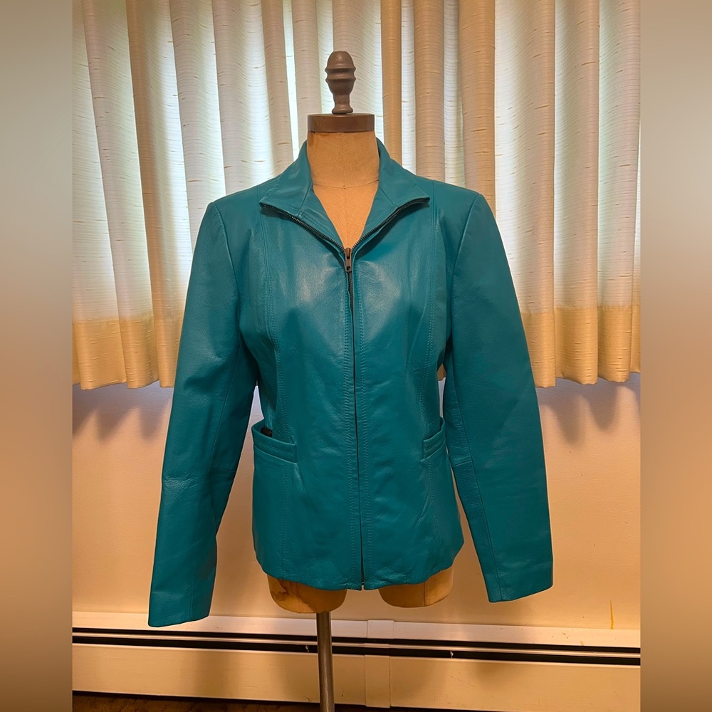 Turquoise/Blue Leather Jacket